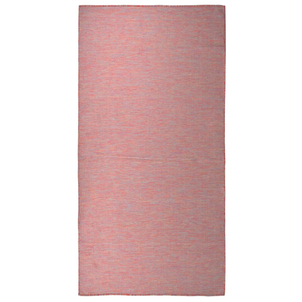 fladvævet udendørstæppe 100x200 cm rød