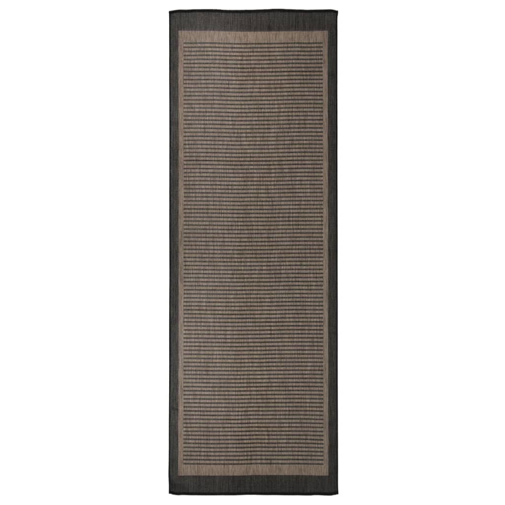 fladvævet udendørstæppe 80x250 cm mørkebrun