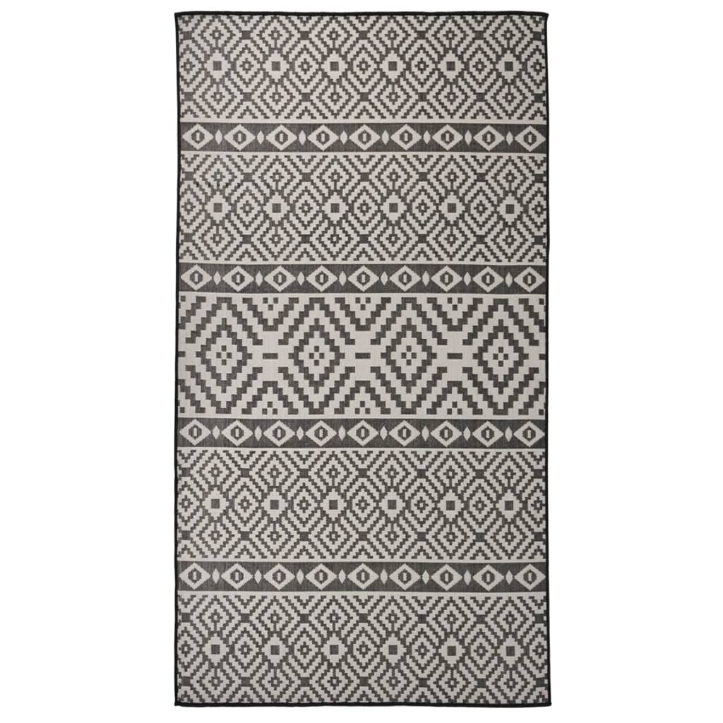 fladvævet udendørstæppe 80x150 cm stribet sort
