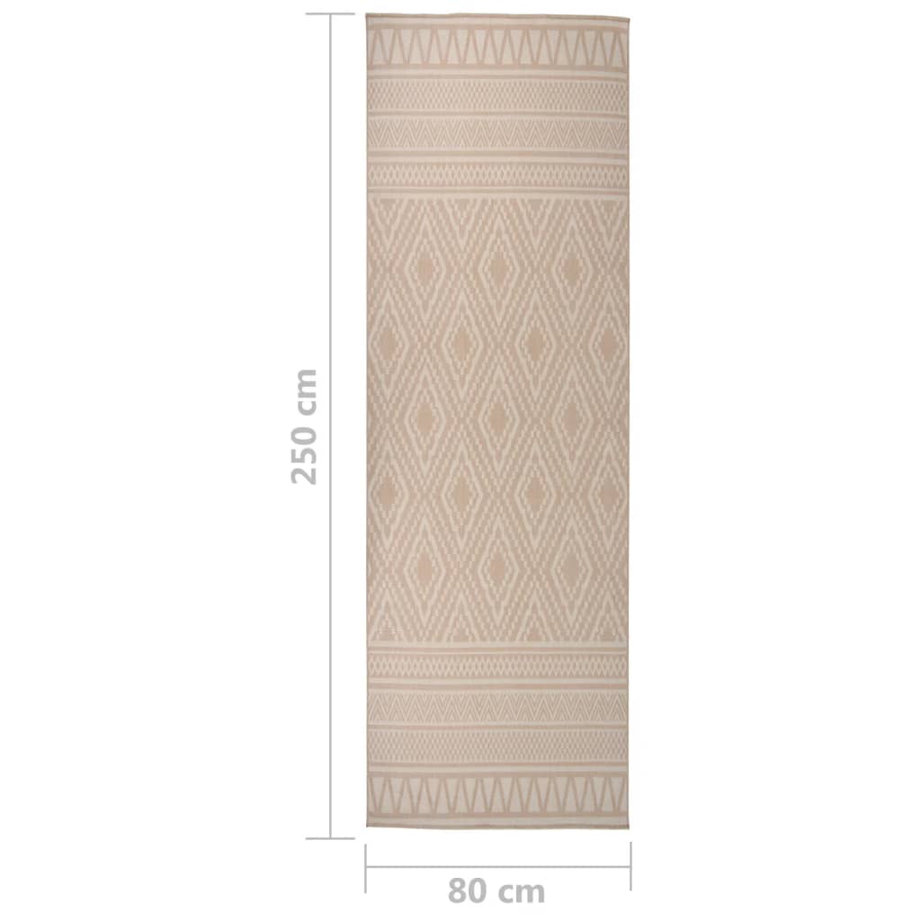 fladvævet udendørstæppe 80x250 cm stribet brun