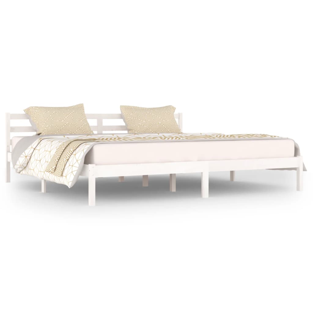 sengeramme 200x200 cm massivt fyrretræ hvid
