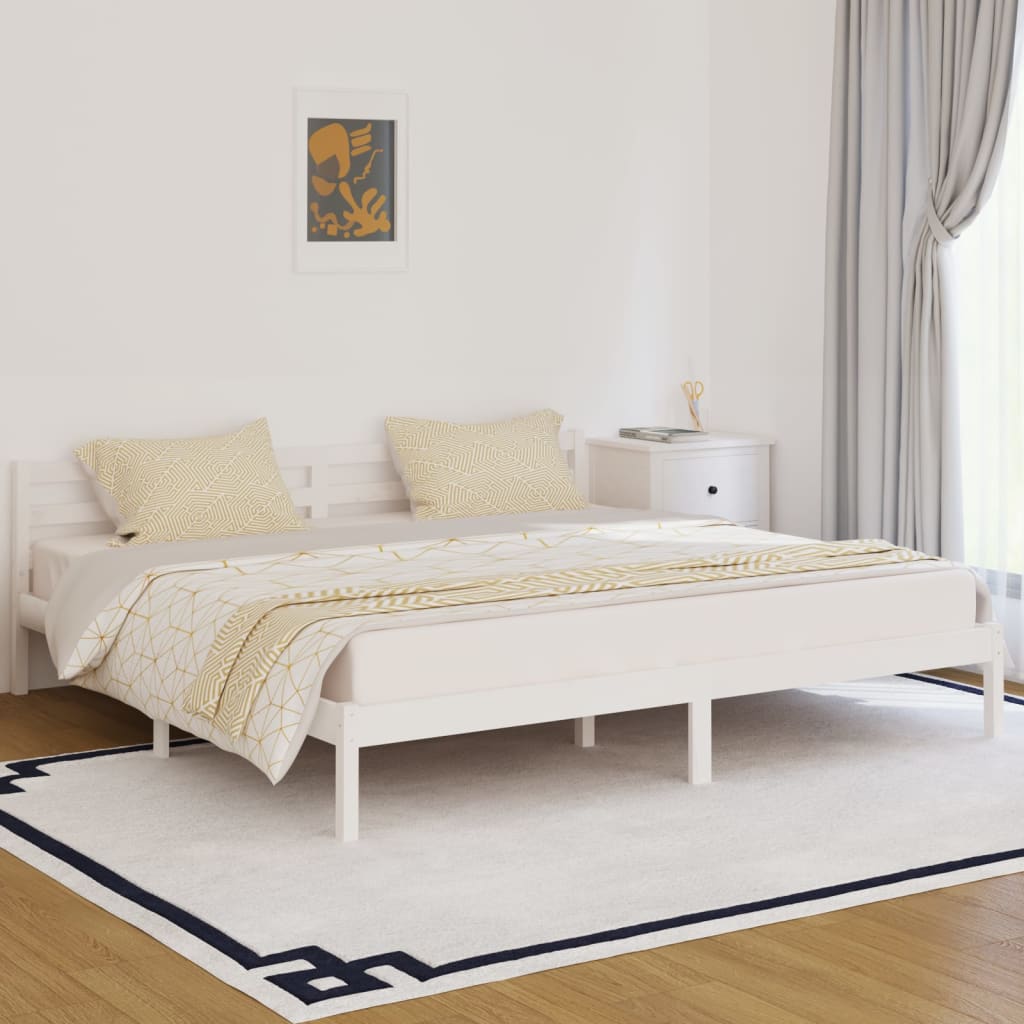 sengeramme 200x200 cm massivt fyrretræ hvid