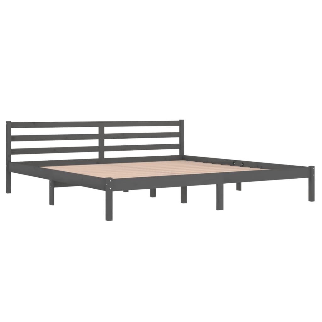 sengeramme 200x200 cm massivt fyrretræ grå