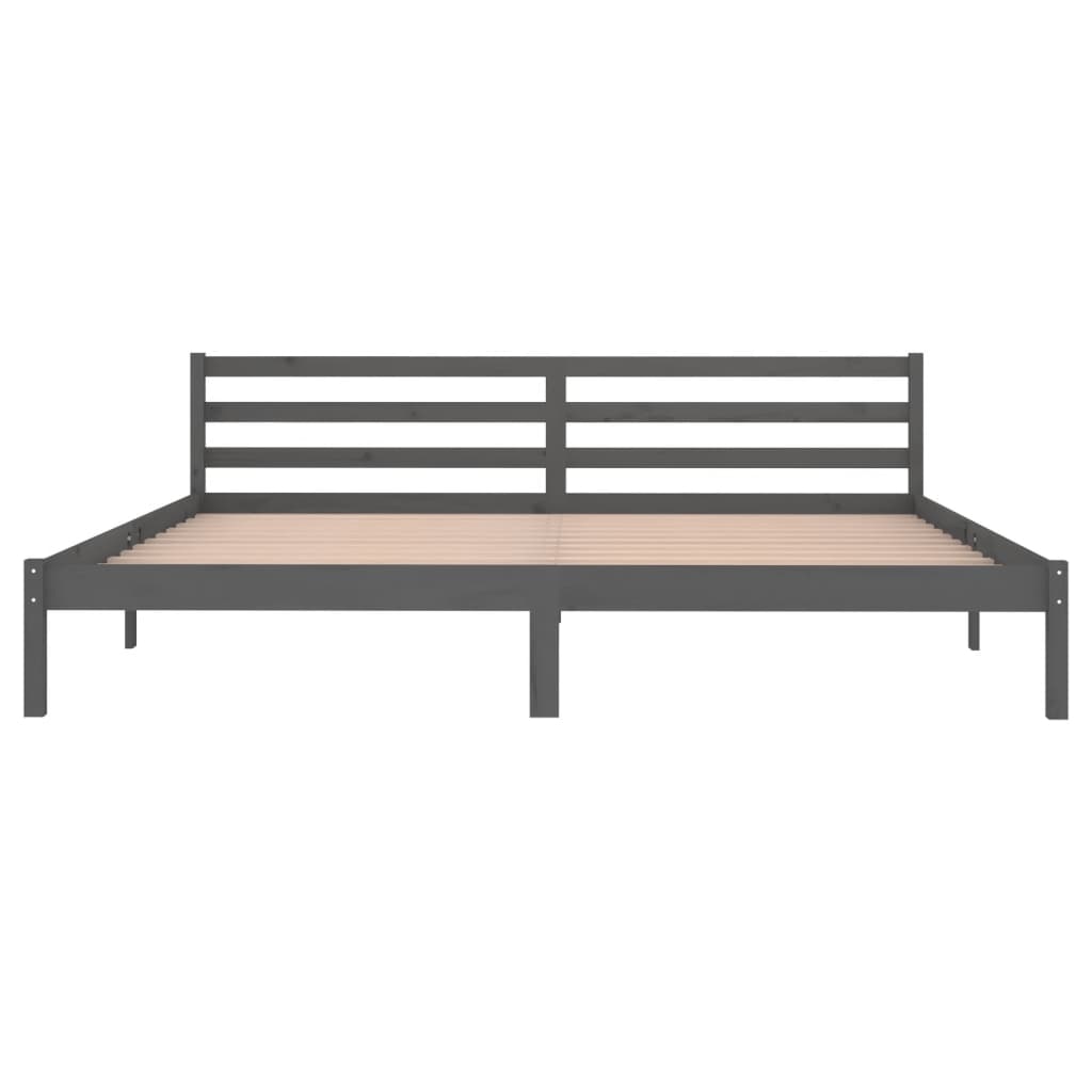 sengeramme 200x200 cm massivt fyrretræ grå