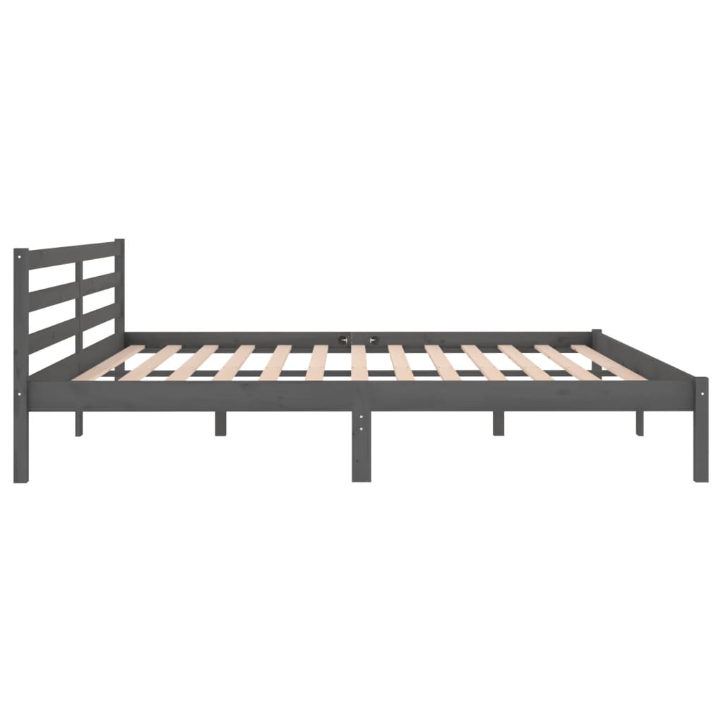 sengeramme 200x200 cm massivt fyrretræ grå