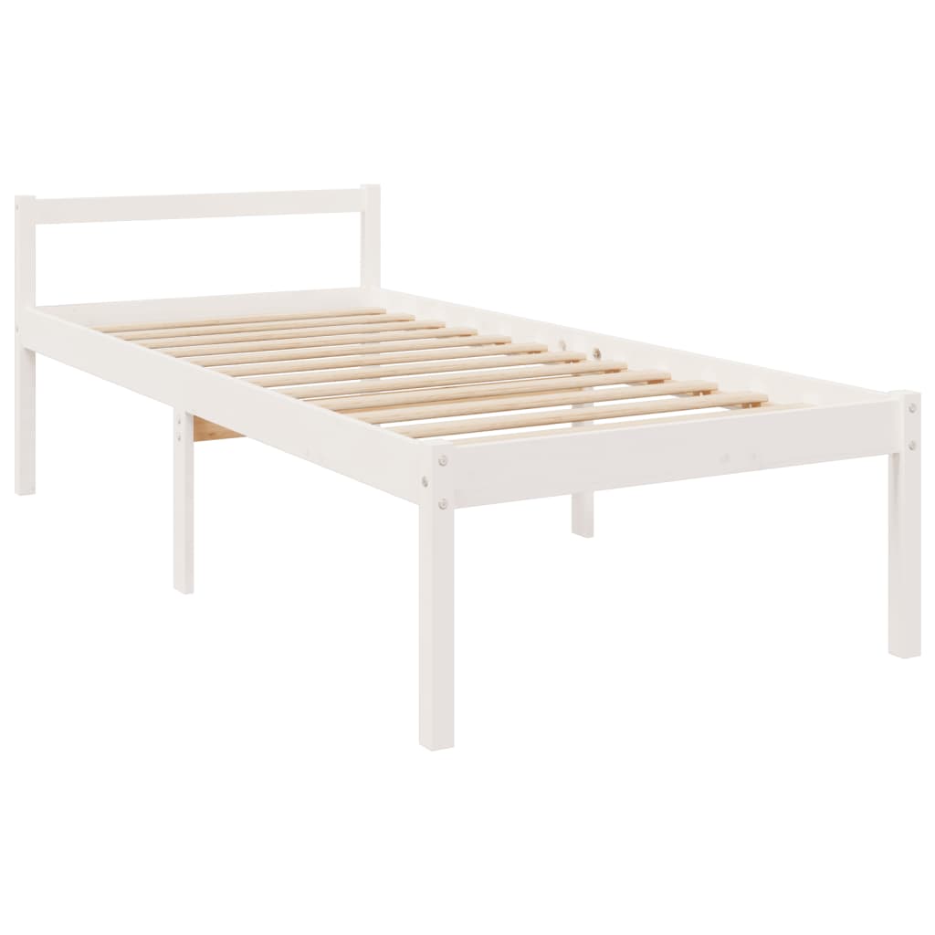 seniorseng 75x190 cm enkeltseng massivt fyrretræ hvid