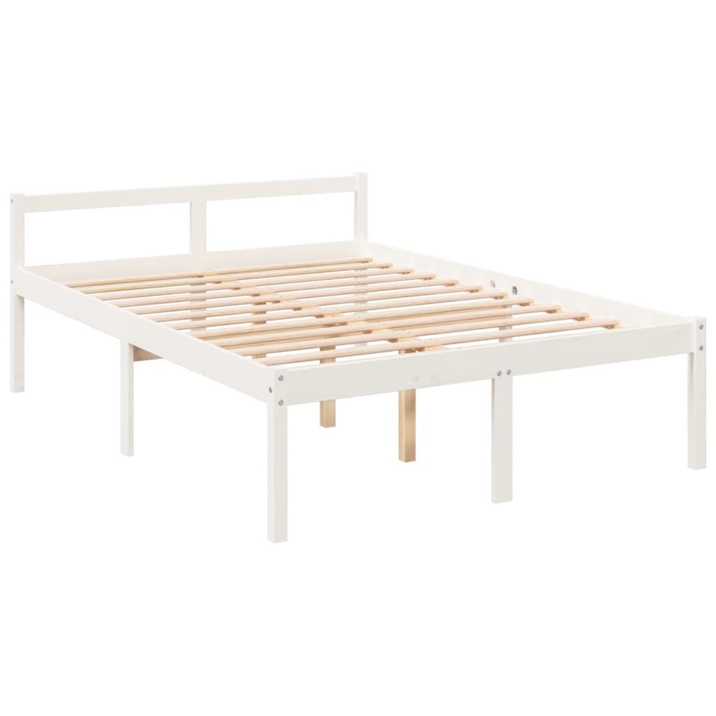 seniorseng 120x190 cm dobbeltseng massivt fyrretræ hvid