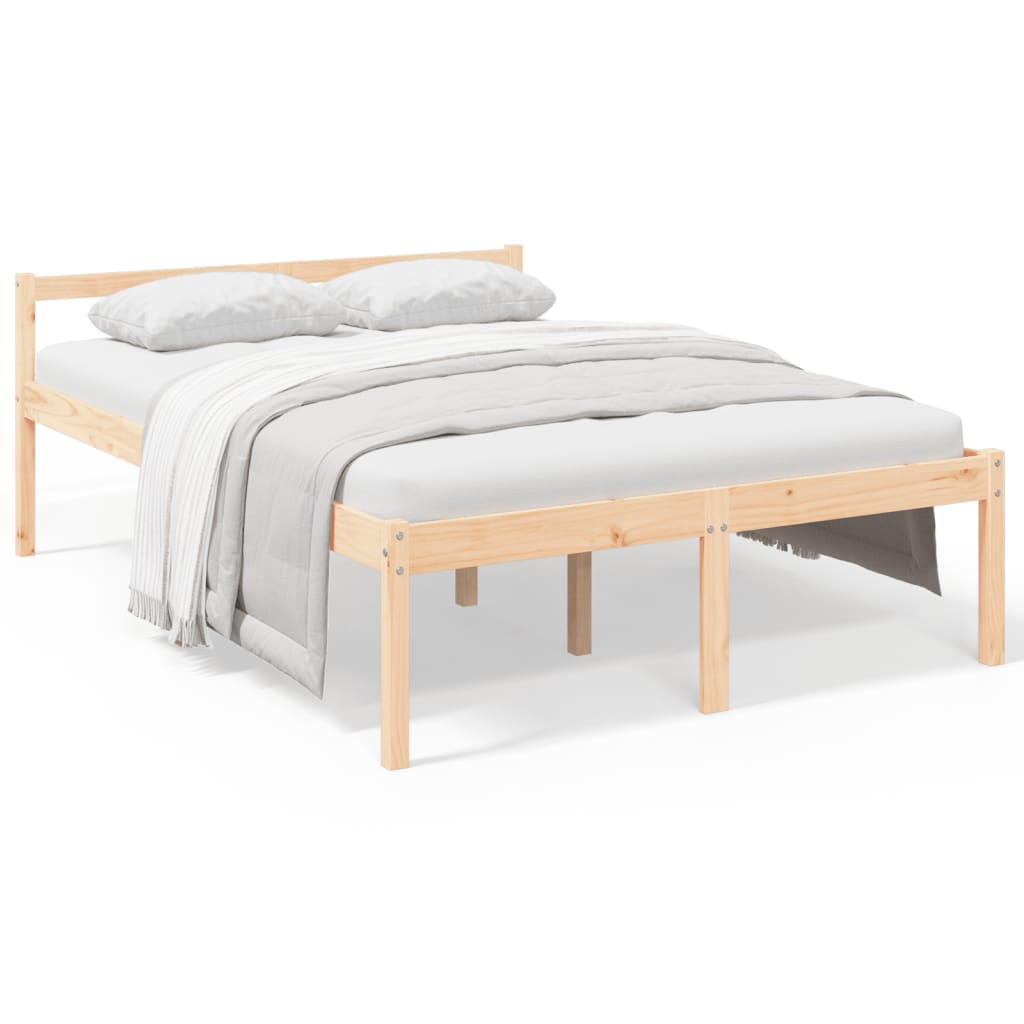 seniorseng 135x190 cm dobbeltseng massivt fyrretræ