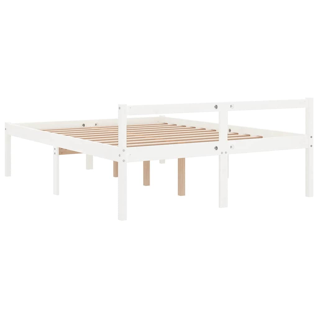seniorseng 135x190 cm dobbeltseng massivt fyrretræ hvid