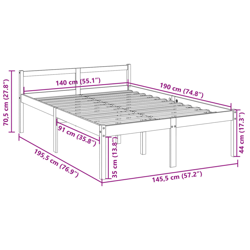 seniorseng 140x190 cm massivt fyrretræ