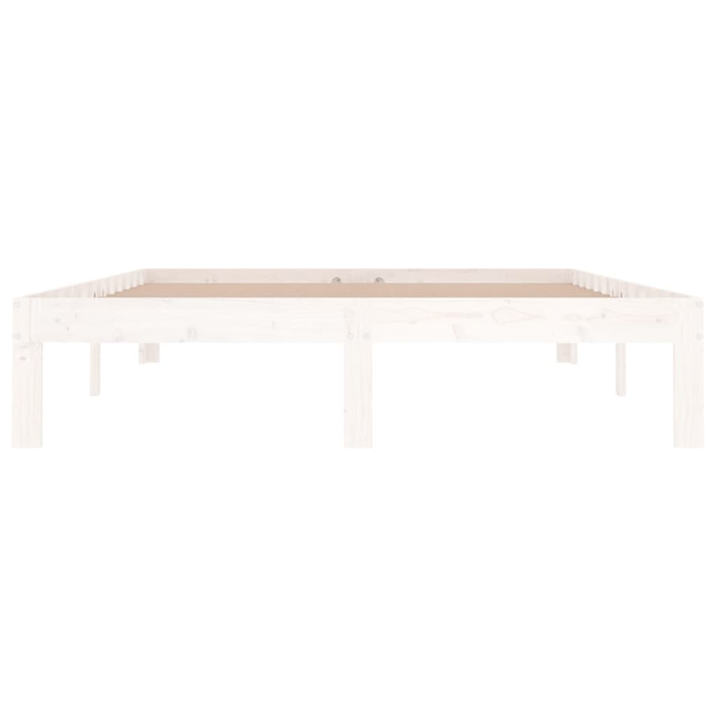 sengeramme 135x190 cm dobbelt massivt fyrretræ hvid