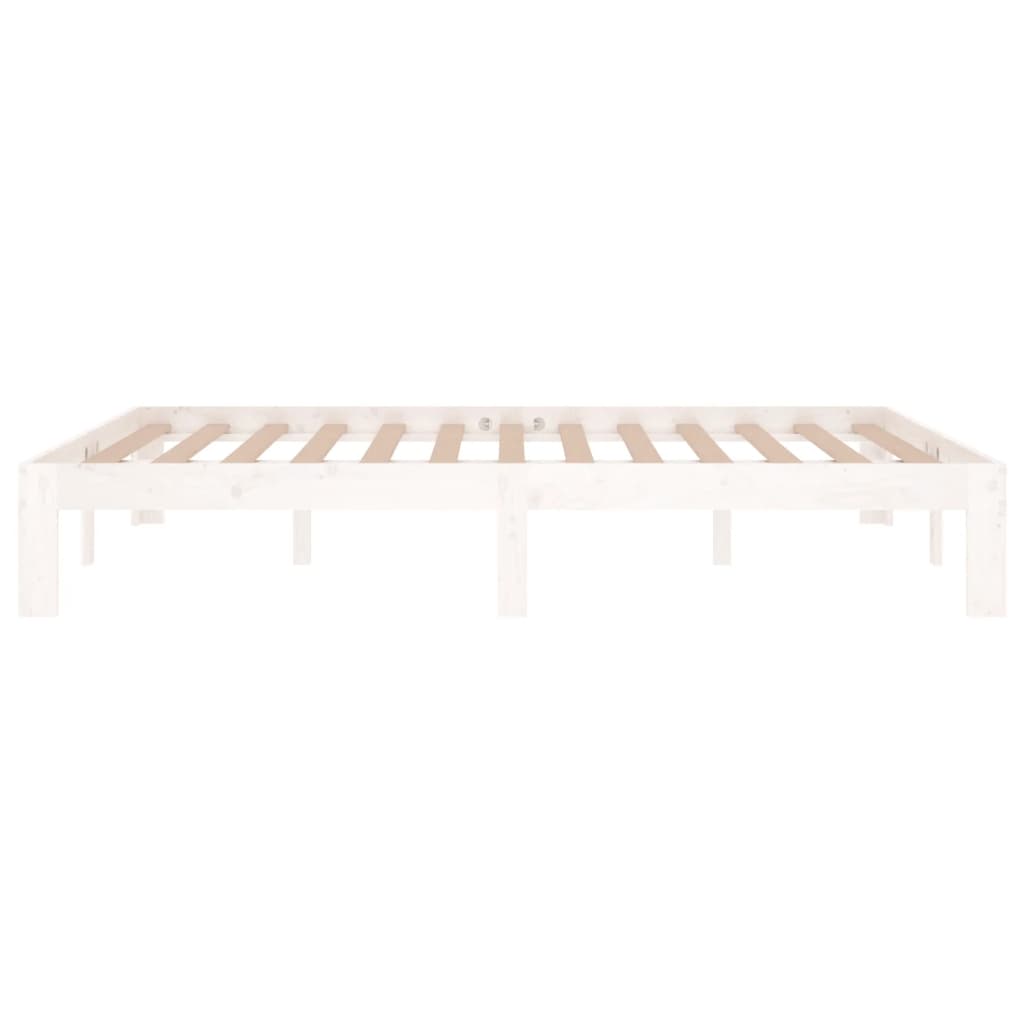 sengeramme 135x190 cm dobbelt massivt fyrretræ hvid