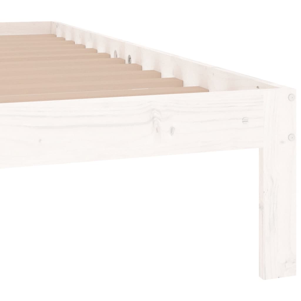 sengeramme 135x190 cm dobbelt massivt fyrretræ hvid