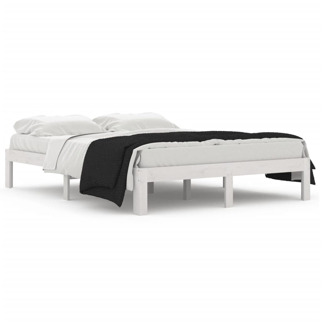sengeramme 140x190 cm massivt fyrretræ hvid
