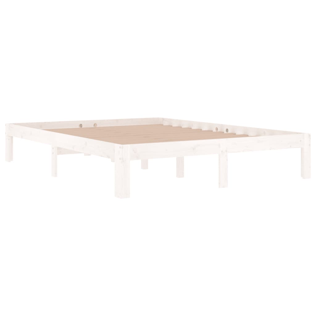 sengeramme 140x190 cm massivt fyrretræ hvid