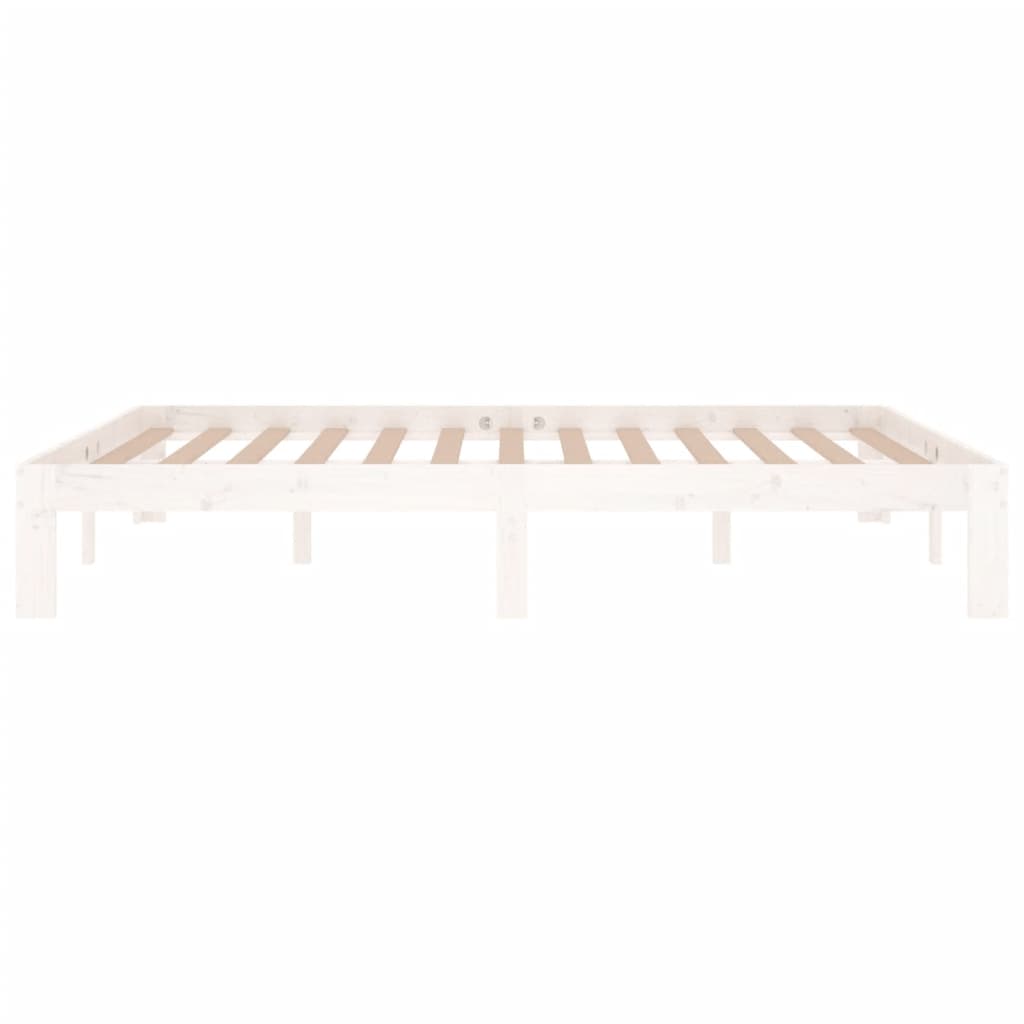 sengeramme 140x190 cm massivt fyrretræ hvid