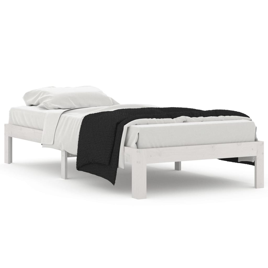 sengeramme 90x200 cm massivt fyrretræ hvid