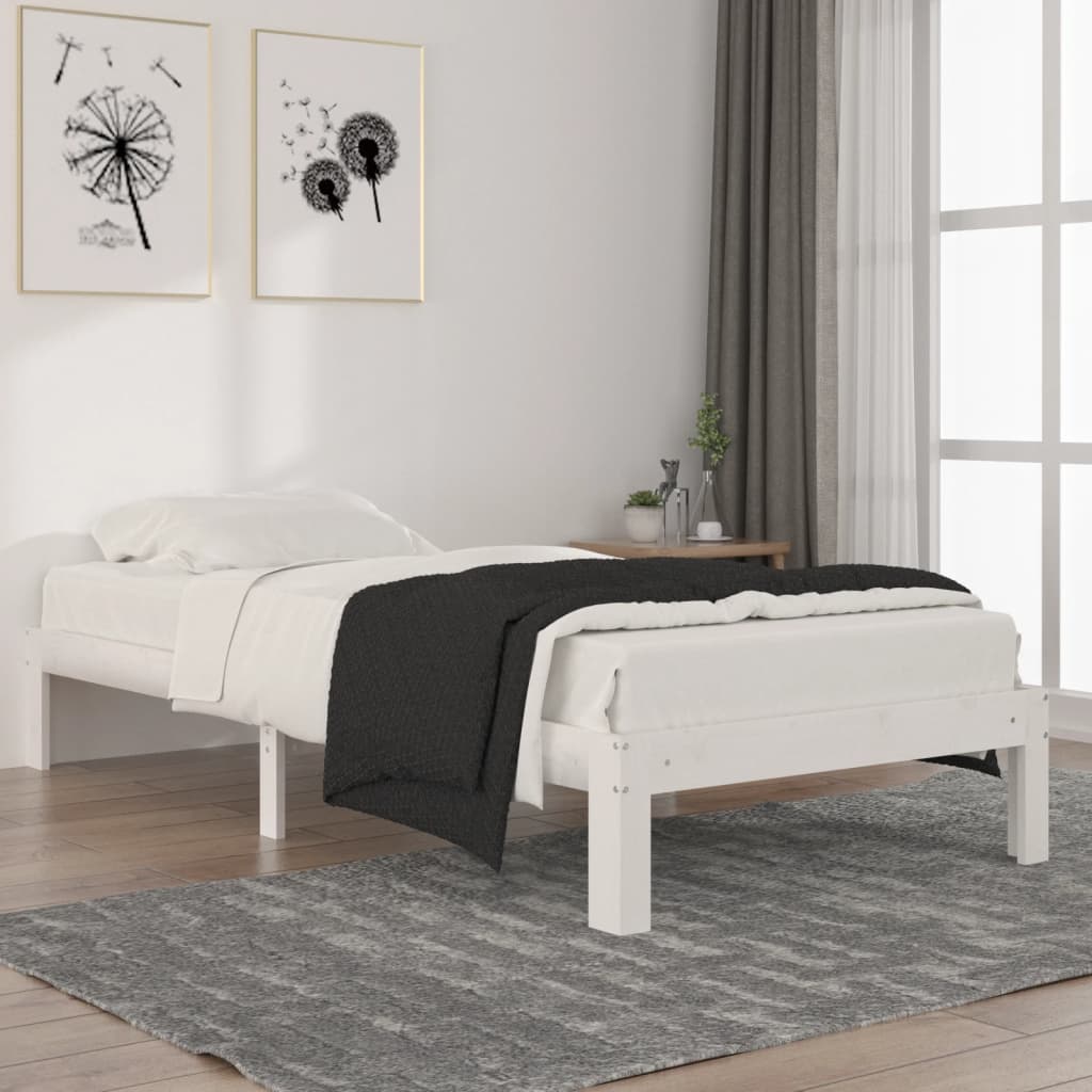 sengeramme 90x200 cm massivt fyrretræ hvid