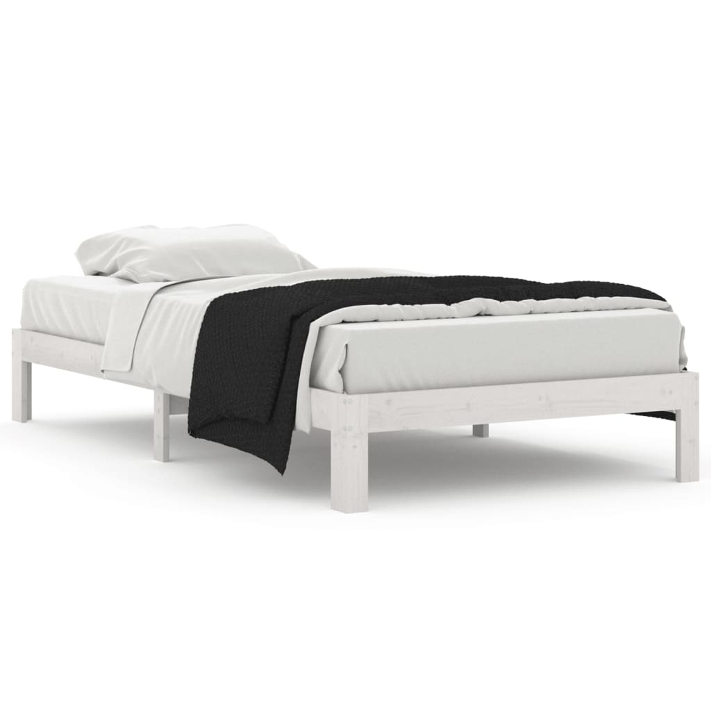 sengeramme 100x200 cm massivt fyrretræ hvid