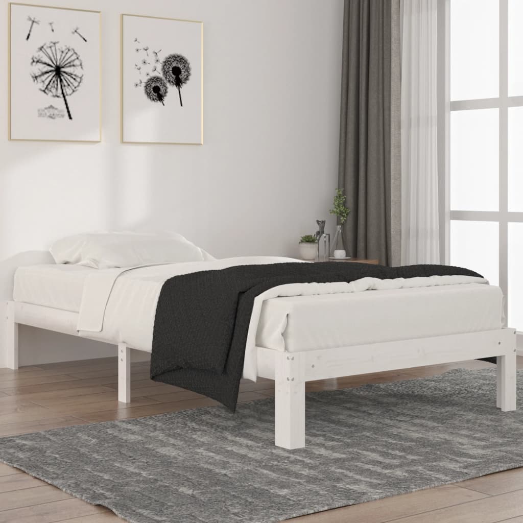 sengeramme 100x200 cm massivt fyrretræ hvid