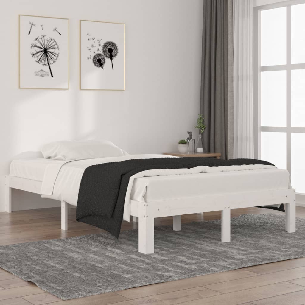 sengeramme 120x200 cm massivt fyrretræ hvid