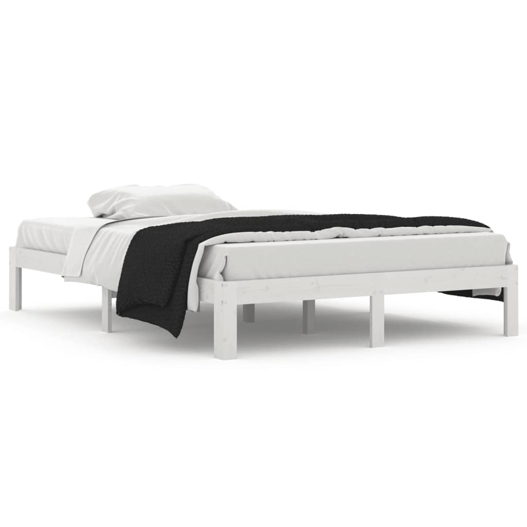 sengeramme 140x200 cm massivt fyrretræ hvid