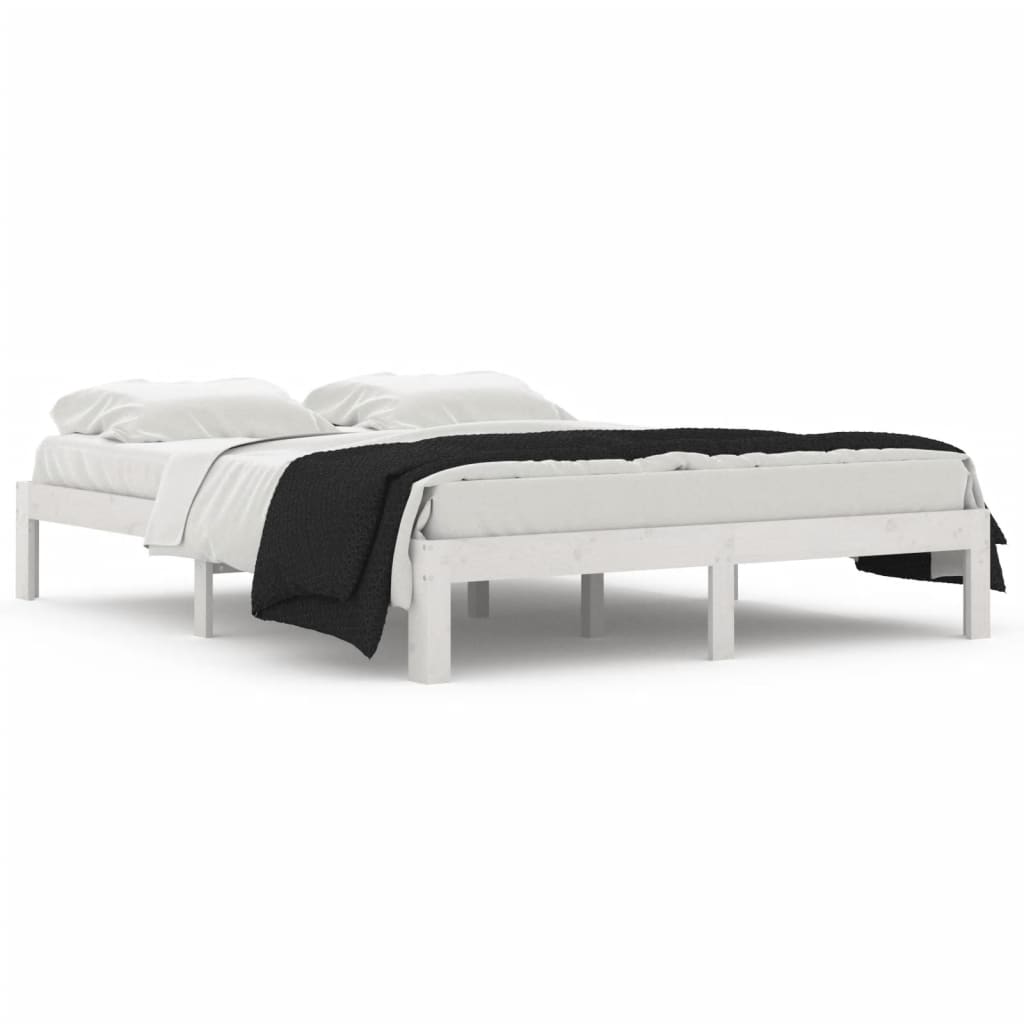 sengeramme 150x200 cm King Size massivt fyrretræ hvid