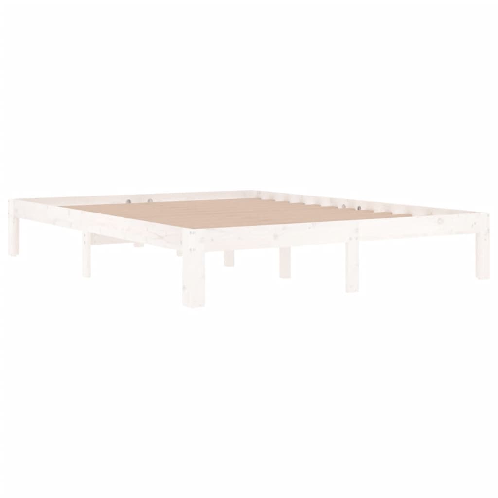 sengeramme 150x200 cm King Size massivt fyrretræ hvid