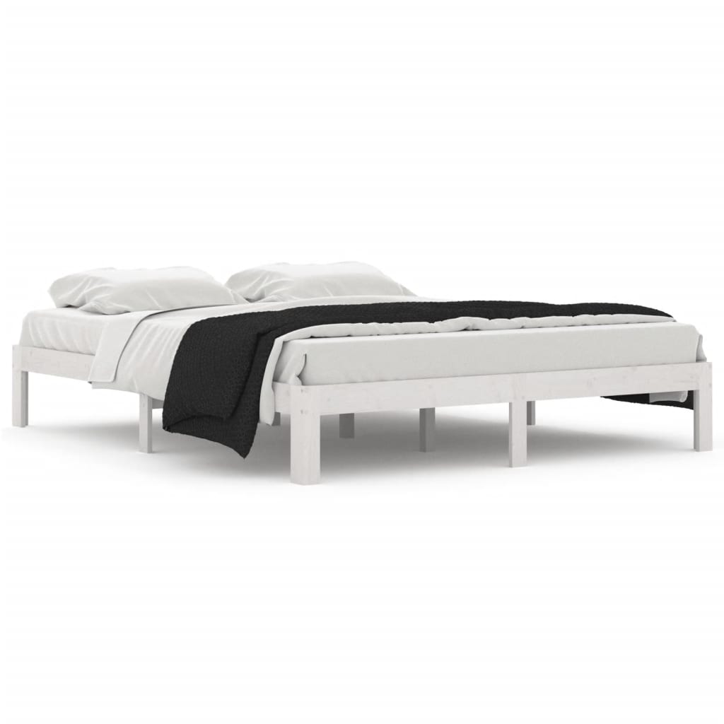 sengeramme 160x200 cm massivt fyrretræ hvid