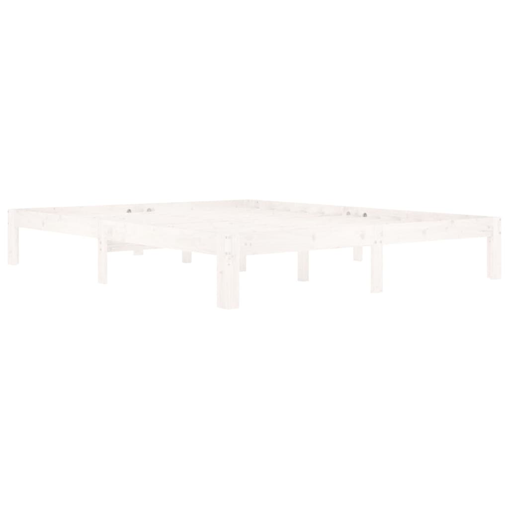 sengeramme 160x200 cm massivt fyrretræ hvid