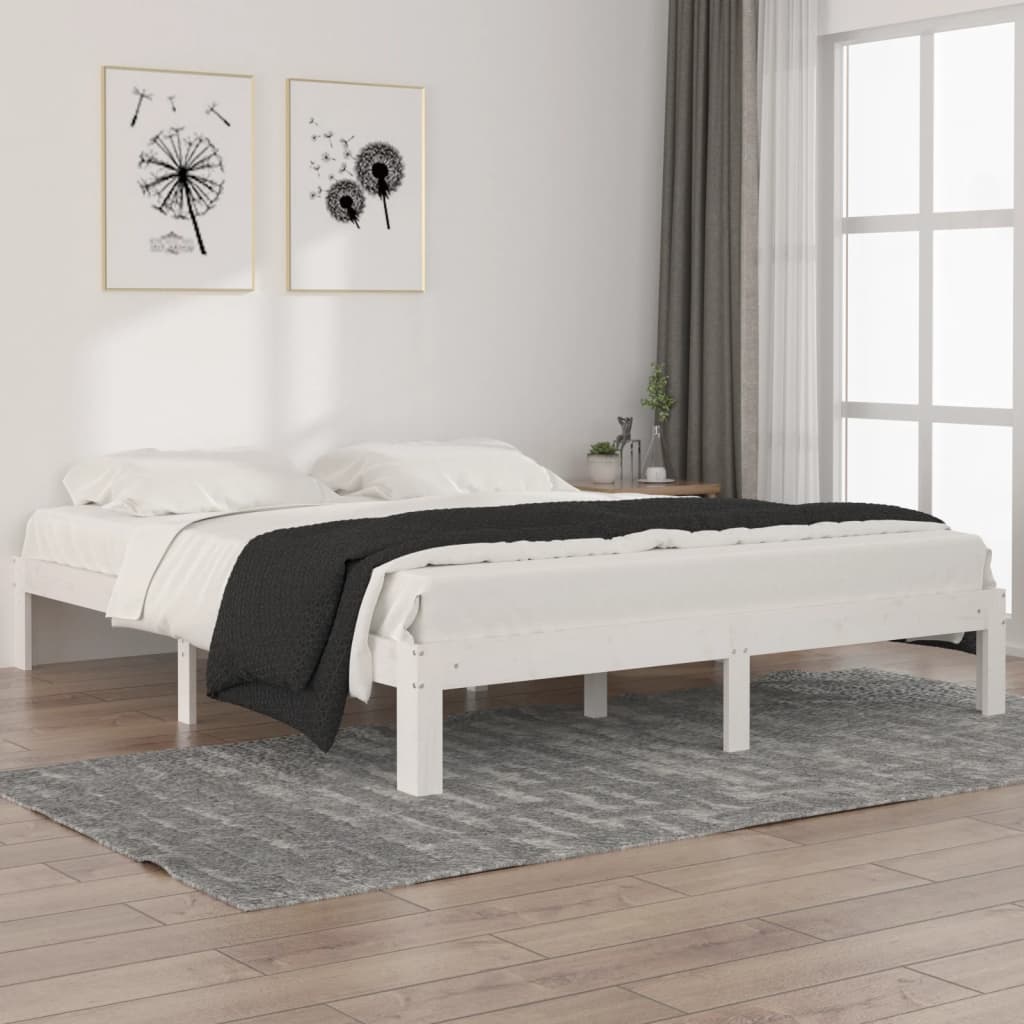 sengeramme 160x200 cm massivt fyrretræ hvid
