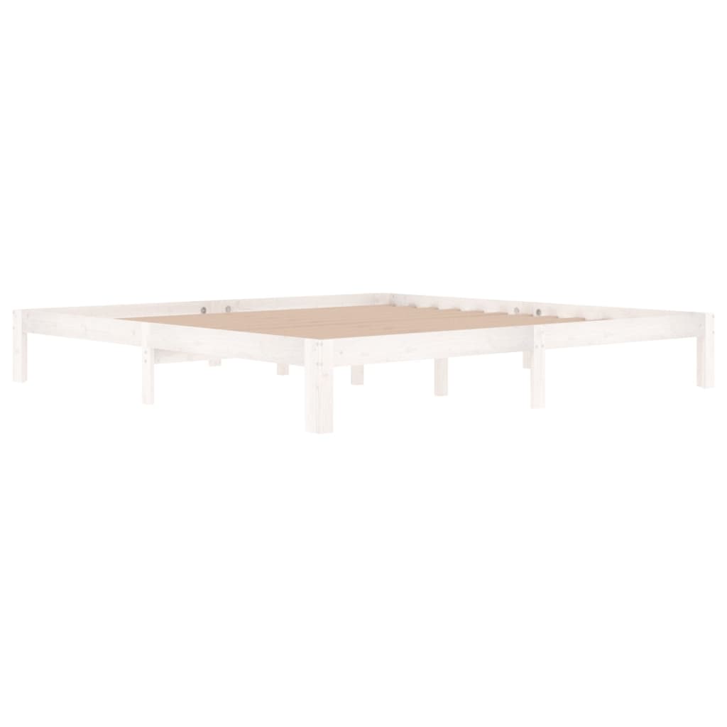 sengeramme 200x200 cm massivt fyrretræ hvid