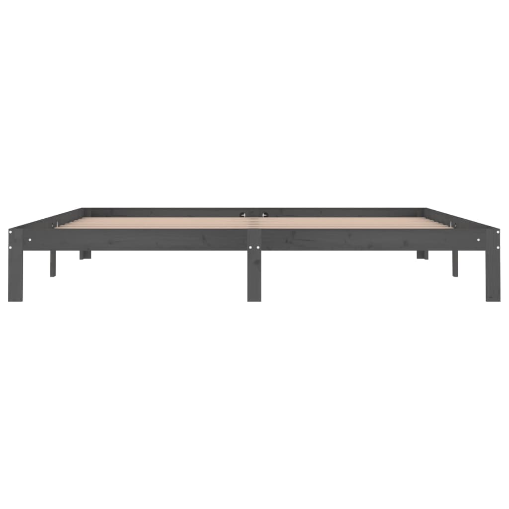 sengeramme 200x200 cm massivt fyrretræ grå