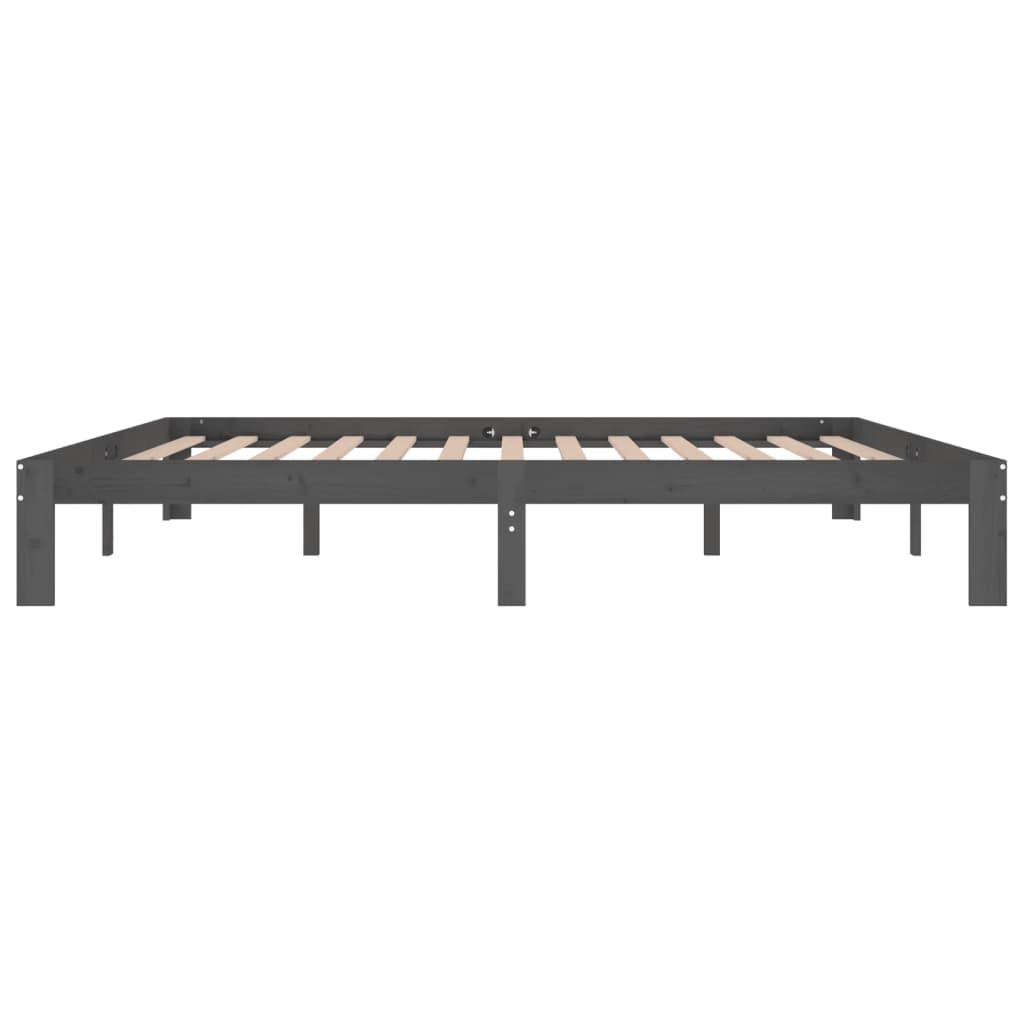 sengeramme 200x200 cm massivt fyrretræ grå