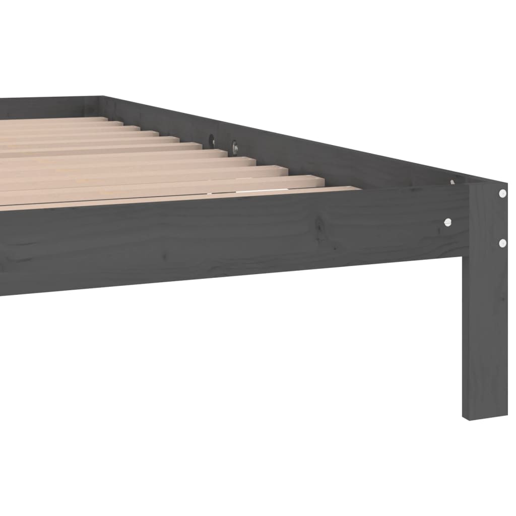 sengeramme 200x200 cm massivt fyrretræ grå