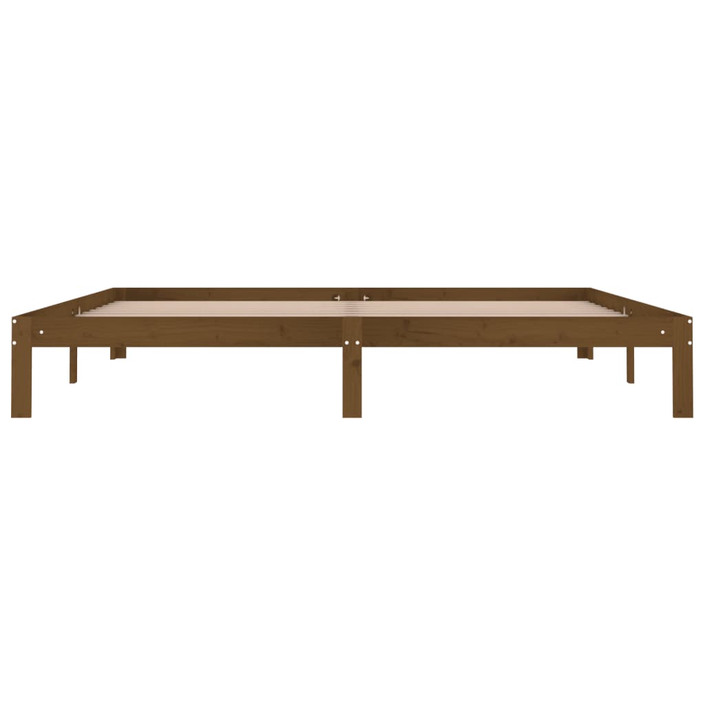 sengeramme 200x200 cm massivt fyrretræ gyldenbrun