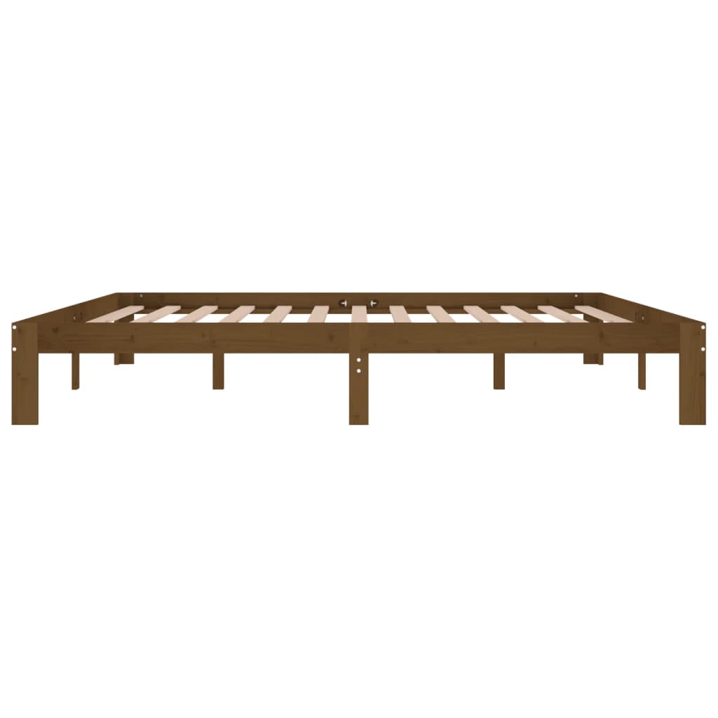 sengeramme 200x200 cm massivt fyrretræ gyldenbrun