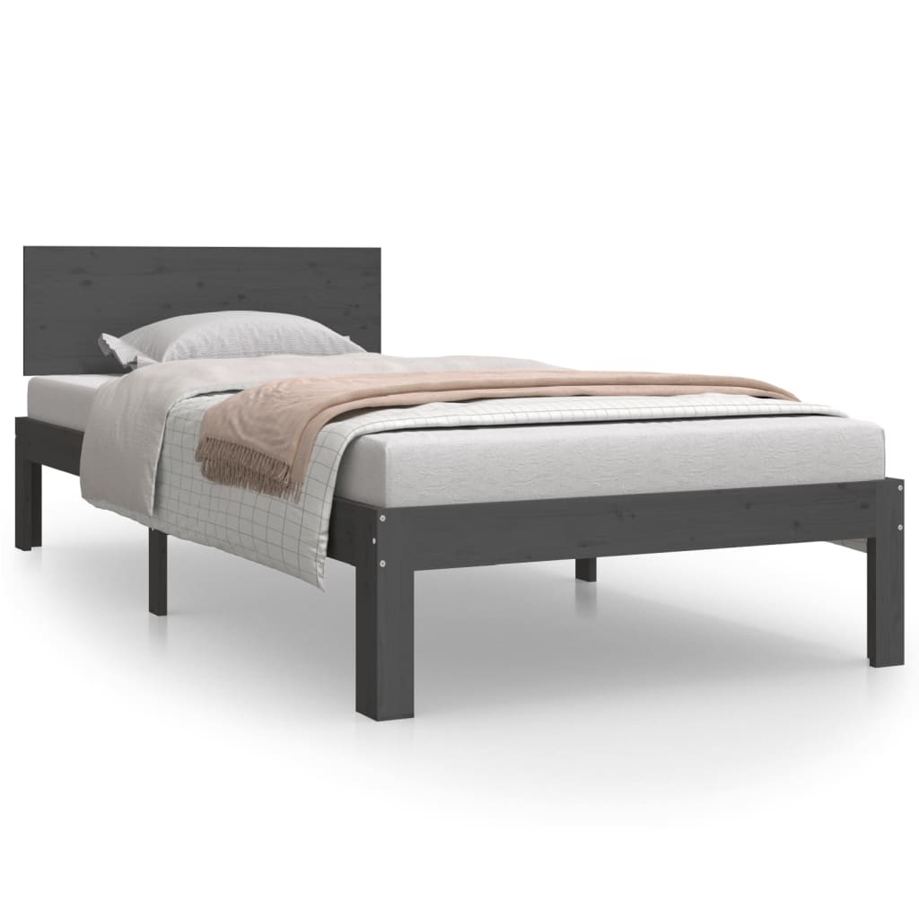 sengeramme 90x200 cm massivt fyrretræ grå