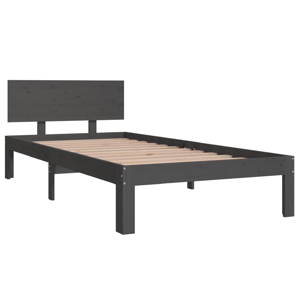 sengeramme 90x200 cm massivt fyrretræ grå