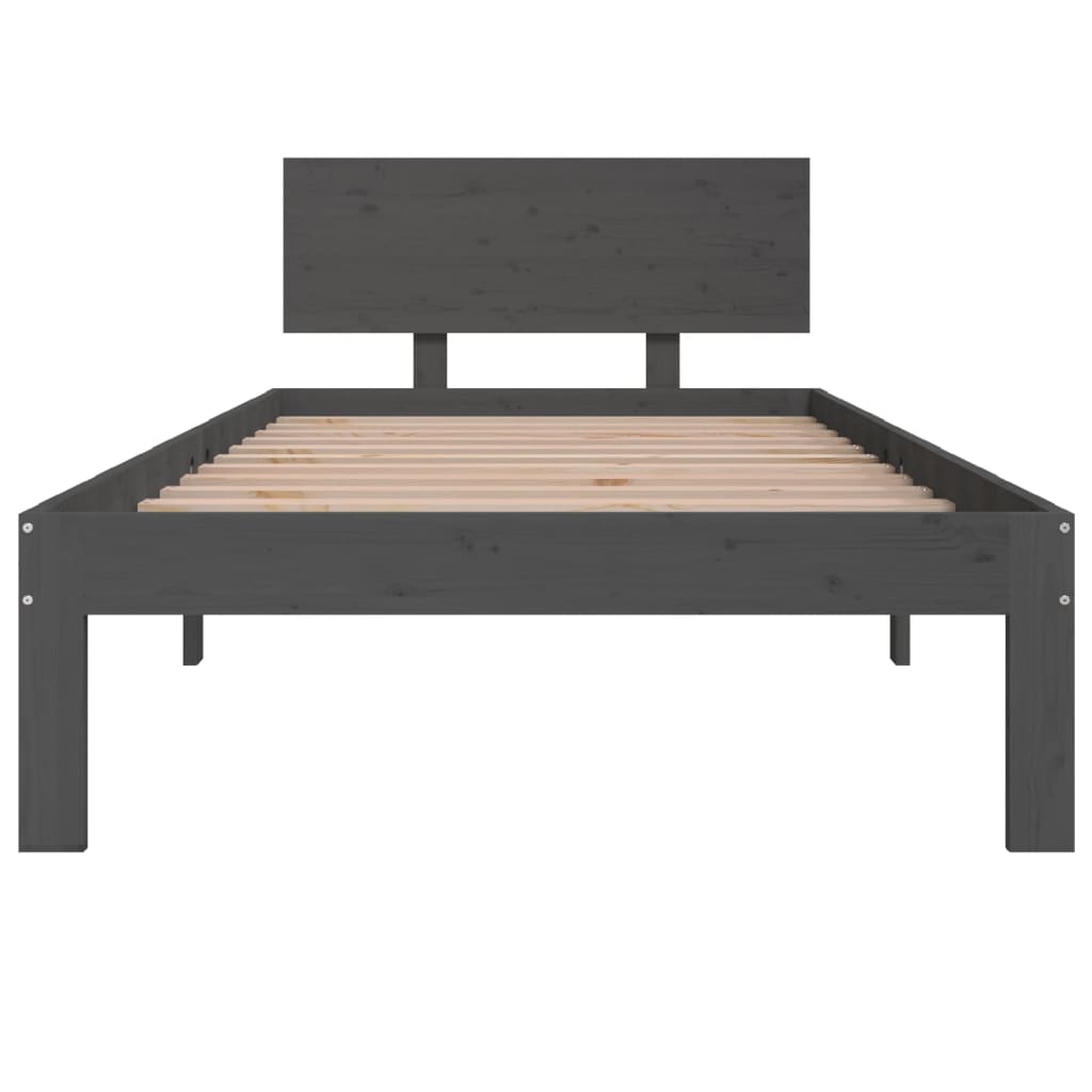 sengeramme 90x200 cm massivt fyrretræ grå