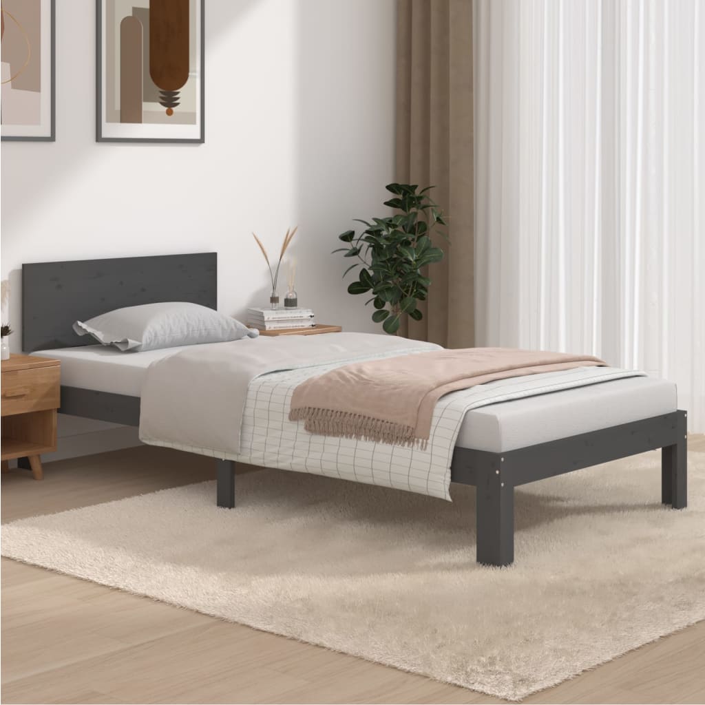 sengeramme 90x200 cm massivt fyrretræ grå