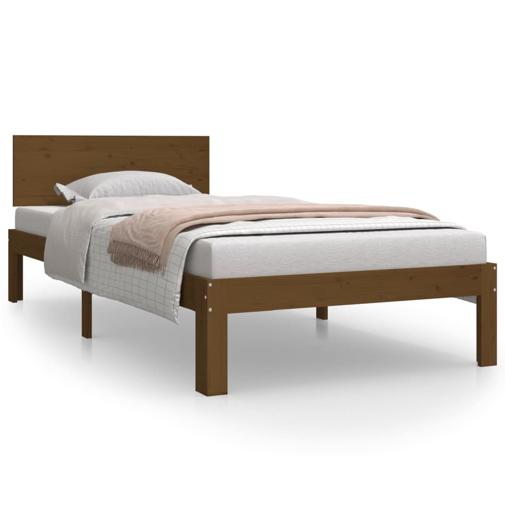 sengeramme 90x200 cm massivt fyrretræ gyldenbrun