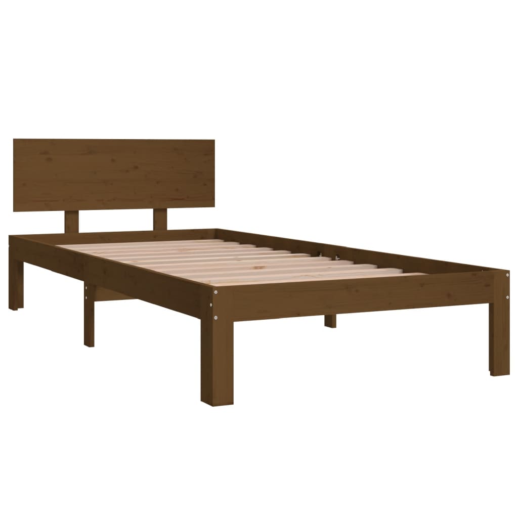 sengeramme 90x200 cm massivt fyrretræ gyldenbrun
