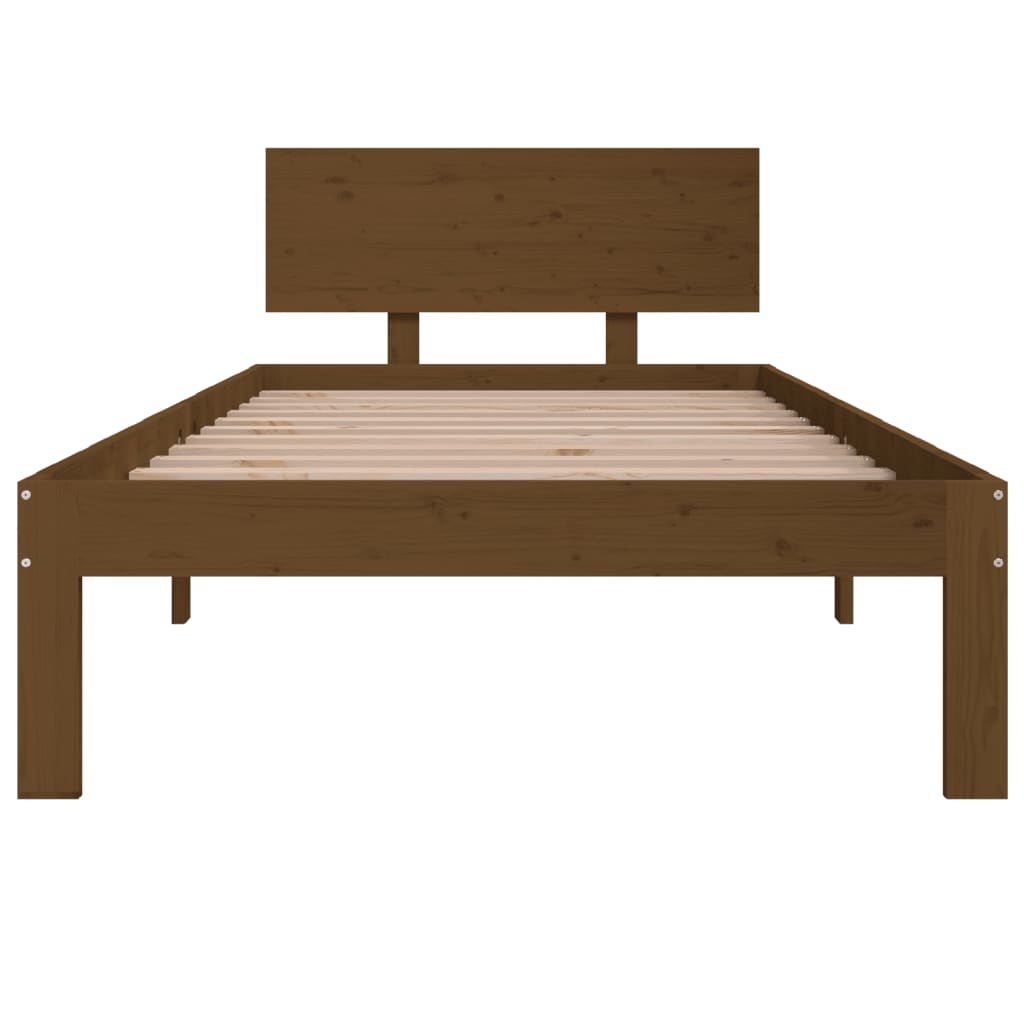 sengeramme 90x200 cm massivt fyrretræ gyldenbrun