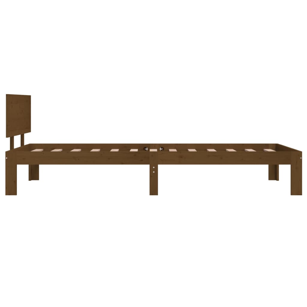 sengeramme 90x200 cm massivt fyrretræ gyldenbrun