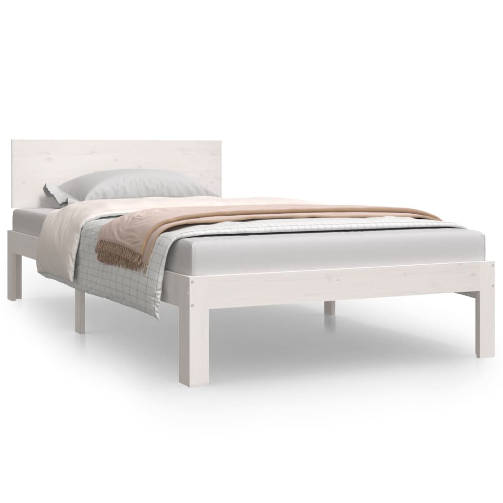 sengeramme 100x200 cm massivt fyrretræ hvid