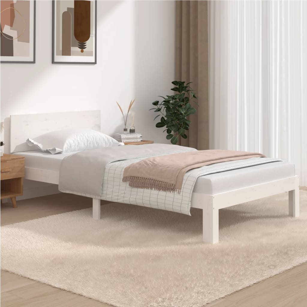 sengeramme 100x200 cm massivt fyrretræ hvid