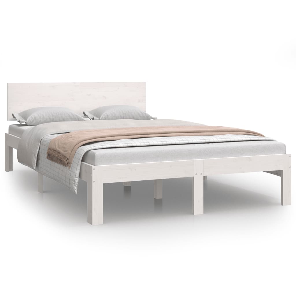 sengeramme 120x200 cm massivt fyrretræ hvid
