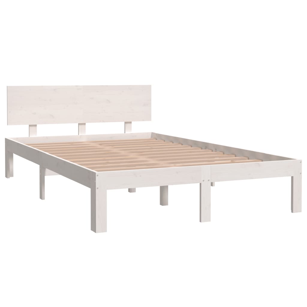 sengeramme 120x200 cm massivt fyrretræ hvid