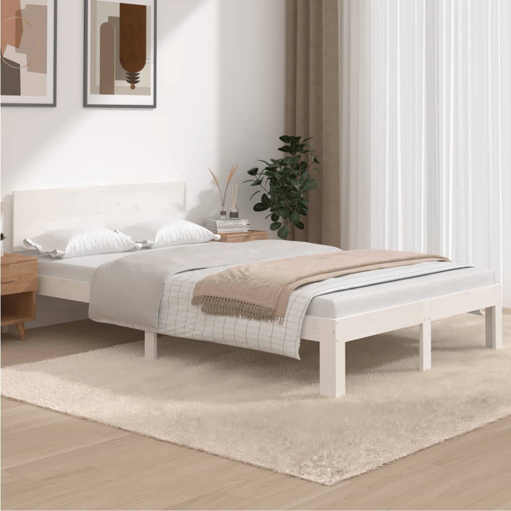 sengeramme 120x200 cm massivt fyrretræ hvid